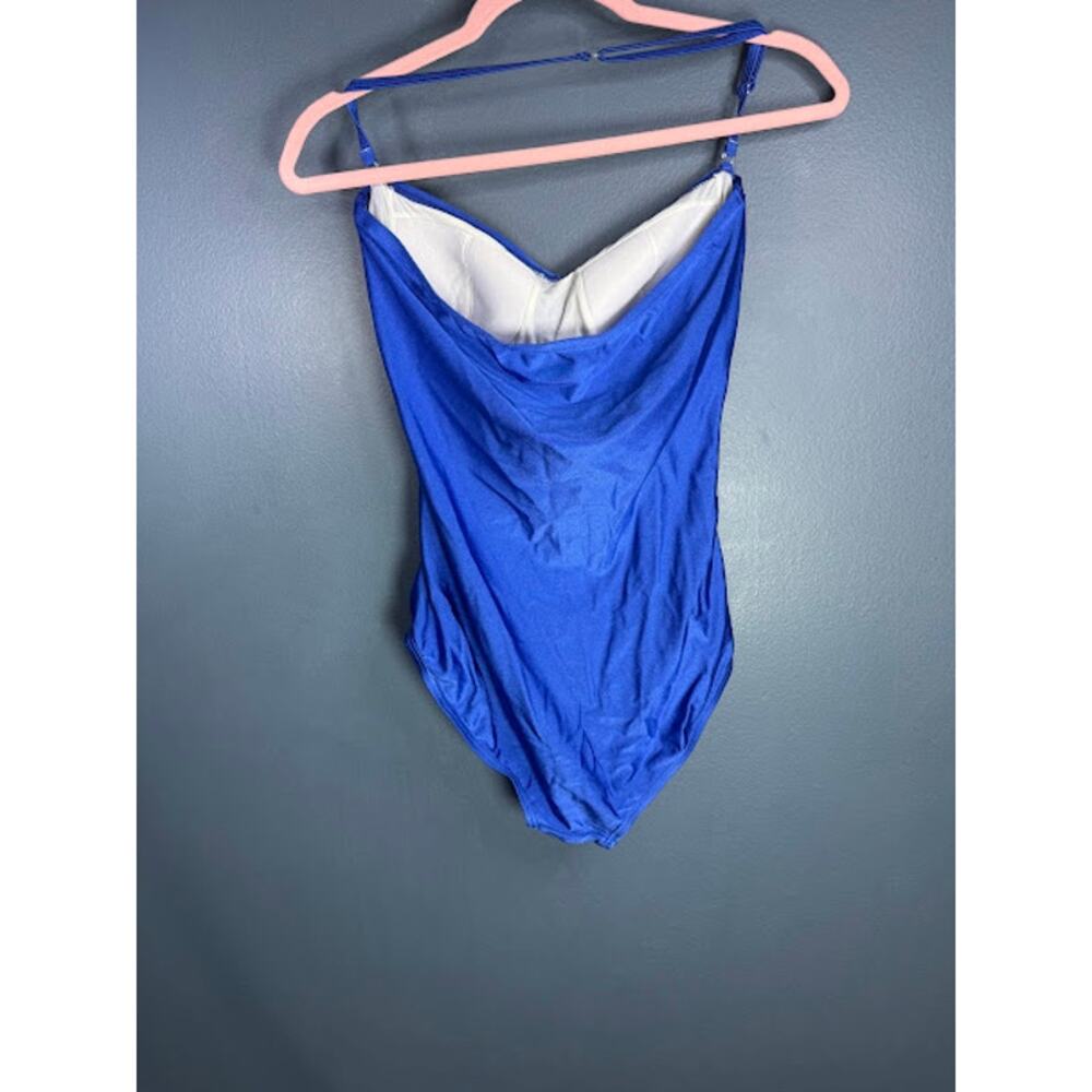 VTG Housewife One Piece Size 12 Swimsuit Removable Strap Ruching Slimming - Picture 2 of 9